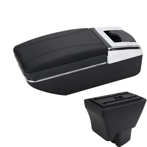 YUQUDGELKY Für Tata Für Tirgo Auto Armlehne Leder Armstütze USB-Schnittstelle Aufbewahrungsbox Zubehör Mittelkonsole Automobil(A2 schwarze Linie Kein USB) von YUQUDGELKY