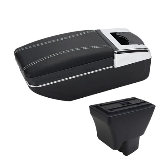 YUQUDGELKY Für Tata Für Tirgo Auto Armlehne Leder Armstütze USB-Schnittstelle Aufbewahrungsbox Zubehör Mittelkonsole Automobil(A3 weiße Linie Kein USB) von YUQUDGELKY