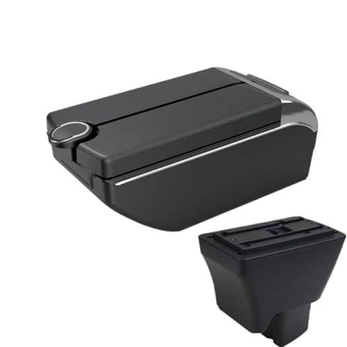 YUQUDGELKY Für Tata Für Tirgo Auto Armlehne Leder Armstütze USB-Schnittstelle Aufbewahrungsbox Zubehör Mittelkonsole Automobil(B2 Schwarze Linie 7USB) von YUQUDGELKY