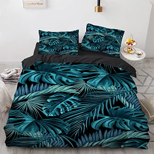 YURKO 135X200 cm 3 Teilige Bettwäsche 135X200 Mit 2 Kissenbezügen 80X80Cm Kein Bügeln Tropical Tropisch Dschungel Jungle Urwald Bedding Polyester Baumwolle von YURKO