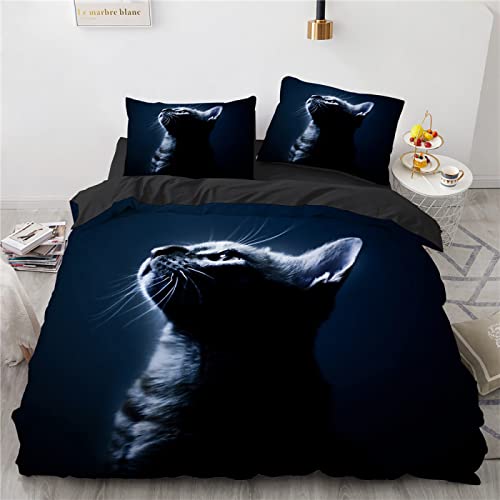 YURKO 135X200 cm Kuschelige Bettwäsche Kein Bügeln Katze Tiere Kinderbettwäsche 135X200 Jungen Polyester Baumwolle Mit 2 Kissenbezügen 80X80Cm von YURKO