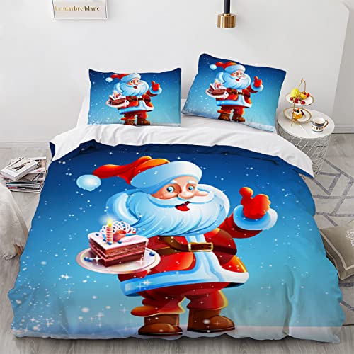 YURKO Bettwäsche 135X200 Kinder Weihnachten Weihnachts Wintermotiv Weihnachtsmotiv Mit 2 Kissenbezügen 80X80Cm Polyester Baumwolle Bettwäsche Bügelfrei Kein Bügeln 135 X 200 cm von YURKO