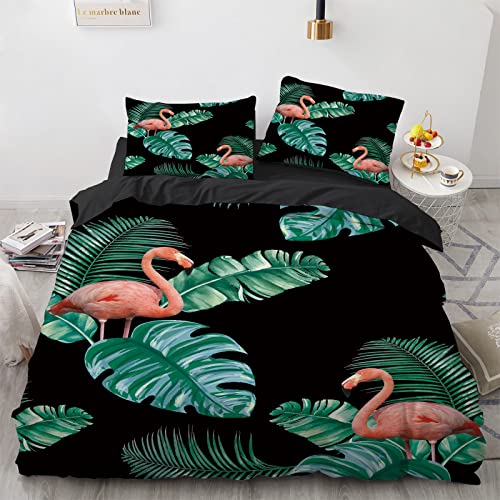 YURKO Bettwäsche 3Er Set Tropical Tropisch Dschungel Jungle Urwald Kein Bügeln Polyester Baumwolle Deckenbezug 155X220 155X220Cm Mit 2 Kissenbezügen 80X80Cm von YURKO