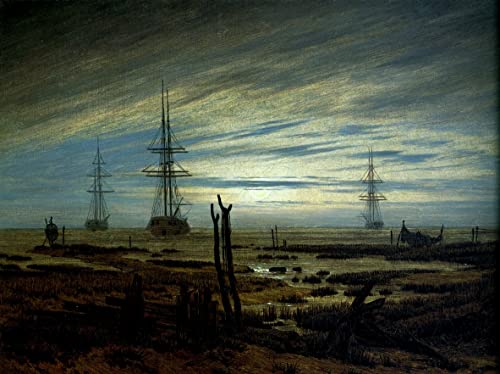 YURKO Leinwand Wandkunst Wandmalereien Kunstwerk Bekannt Schiffe auf Reede von Caspar David Friedrich für Office Home Decor 60x90cm von YURKO