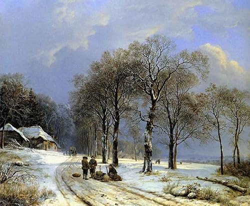 YURKO Poster Und Drucke Abstraktes Gemälde Berühmte Gemälde Winterlandschaft Barend Cornelis Koekkoek für Schlafzimmer Home Decor 60x90cm von YURKO