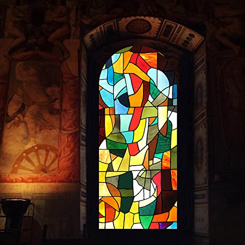 Durchscheinende Fensterfolie, Kirche, farbige mattierte Fensterfolie, dekorativer Buntglas-Fensteraufkleber, selbstklebend oder statisch haftend Durchscheinende Fensterfolie, Kirche, farbige mattierte Fensterfolie, dekorativer Buntglas-Fensteraufkleber, selbstklebend oder statisch haftend von YURRO