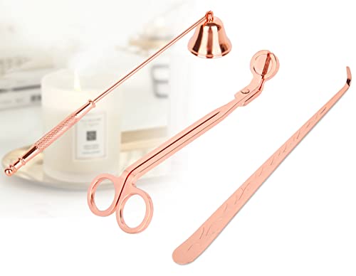 YURROAD Dochtschere, Kerzenlöscher, Kerzenpflege Set 3 in 1, Kerzenschere, Kerze Ausmachen, Docht Dipper, Dochtschneider Set für Kerzen, Kerzenlöscher, Kerzendocht Schere, Docht Schneider (Rosé Gold) von YURROAD