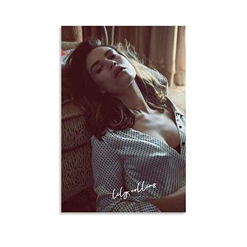 YURUOXIMAO Leinwand Bedrucken Senza Cornice Lily Collins Poster Canvas Wall Art Pictures for Bedroom Wall Art Gifts Decor 40 * 60cm von YURUOXIMAO