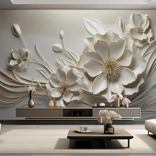 YUSENHUA Wandbild 3D Wohnzimmer Tapete einfache Relief Blumen Schlafzimmer Home Wandkunst selbstklebende PVC dekorative Wandmalerei von YUSENHUA
