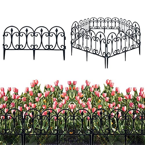 YUSHU 5 x dekorativer Gartenzaun für den Außenbereich, rostfrei, Draht-Umrandung, faltbar, Terrassenzaun, Blumenbeet, Absperrung, Gewebekante, Tierabsperrung von Yushu