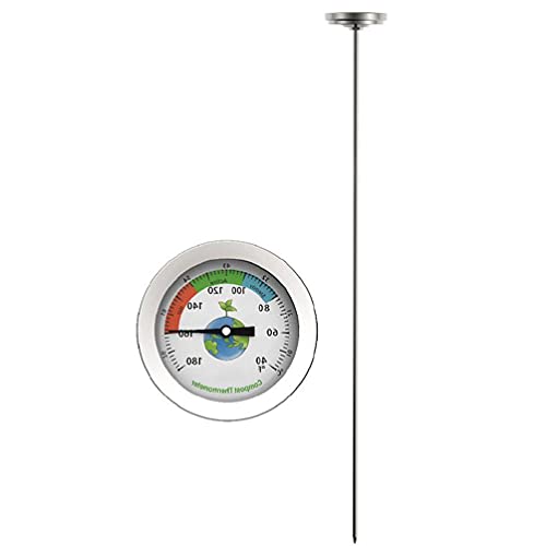 YUSHU Kompostthermometer, 50cm Edelstahl Kompostbodenthermometer, Celsius, Gartenmessung 40-180 Thermo, Lebensmittelkochthermometer von Yushu