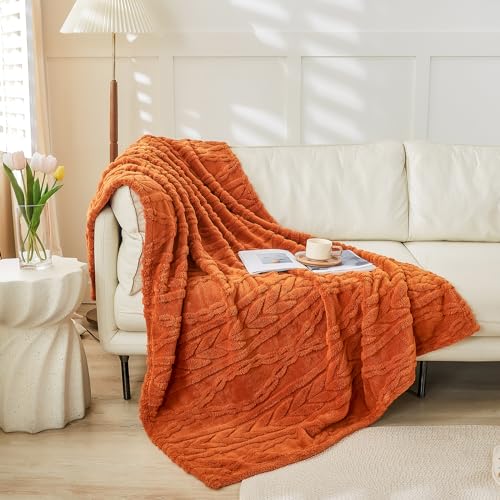 YUSOKI Sherpa-Überwurfdecke (ohne Kissen), stilvolles 3D-Design, superweich, gemütlich, Plüschdecke, flauschige Decken für Teenager, Mädchen, Frauen, Couch, Bett, Sofa, Stuhl, Geschenk, gebranntes von YUSOKI
