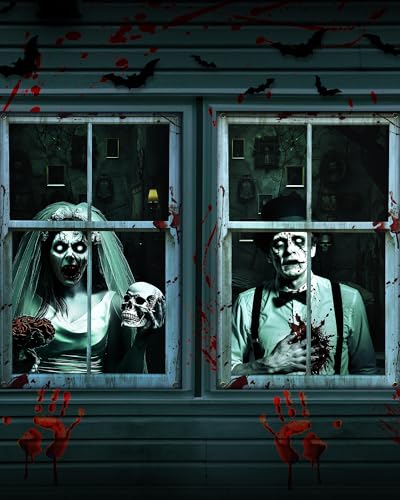 2er Pack Halloween Hochzeitspaar Geist Fenster Tür Abdeckung, Halloween Dekoration, Partydekorationsartikel 2er Pack Halloween Hochzeitspaar Geist Fenster Tür Abdeckung, Halloween Dekoration, Partydekorationsartikel von YUSPENYE