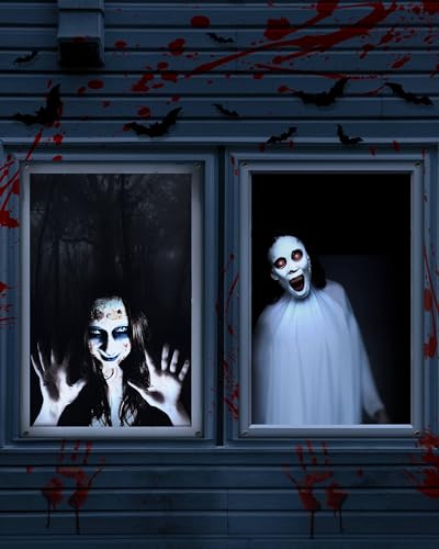 2er‑Pack Halloween‑Vorhang mit Frauengeist, gruselige Abdeckung für Fenster und Türen, Halloween‑Dekoration, Party‑Dekor 2er‑Pack Halloween‑Vorhang mit Frauengeist, gruselige Abdeckung für Fenster und Türen, Halloween‑Dekoration, Party‑Dekor von YUSPENYE