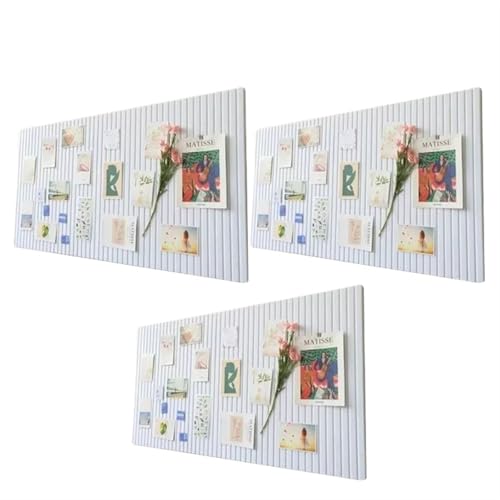 Filz Pinnwand 3PCS Fotowand Filz Vertikale Streifen Wohnzimmer Hintergrund Dekoration Display Pinnwand Wanddekoration Selbstklebend(White-3PCS) von YUSUZH