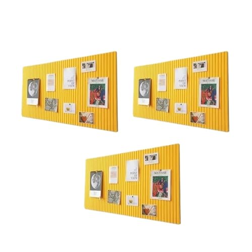 Filz Pinnwand 3PCS Fotowand Filz Vertikale Streifen Wohnzimmer Hintergrund Dekoration Display Pinnwand Wanddekoration Selbstklebend(Yellow-3PCS) von YUSUZH