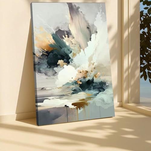 YUSUZHU Abstrakte Wolken, Wolkenlandschaft, sanfte Pastelltöne und dynamische Pinselstriche, Leinwand-Wandkunst für das Wohnzimmer, Gemälde-Kunstdrucke, 70 x 100 cm, rahmenlos von YUSUZHU