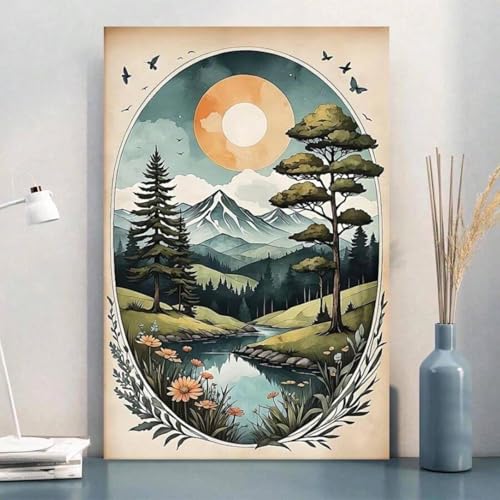 YUSUZHU Die Berge und Wälder sind ruhig, Sonne und Mond scheinen zusammen, in einem Aquarell-Freihandgemälde, Leinwand-Poster, 70 x 100 cm, rahmenlos YUSUZHU Die Berge und Wälder sind ruhig, Sonne und Mond scheinen zusammen, in einem Aquarell-Freihandgemälde, Leinwand-Poster, 70 x 100 cm, rahmenlos von YUSUZHU