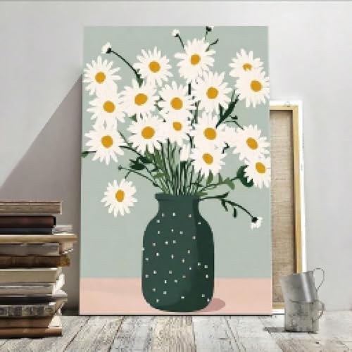 YUSUZHU Gänseblümchenvase, einfache Wandbilder, Leinwandgemälde für Schlafzimmer, Wohnzimmer, Flur, Wandkunst, Wanddekoration, Poster und Drucke, 70 x 100 cm, mit Rahmen YUSUZHU Gänseblümchenvase, einfache Wandbilder, Leinwandgemälde für Schlafzimmer, Wohnzimmer, Flur, Wandkunst, Wanddekoration, Poster und Drucke, 70 x 100 cm, mit Rahmen von YUSUZHU