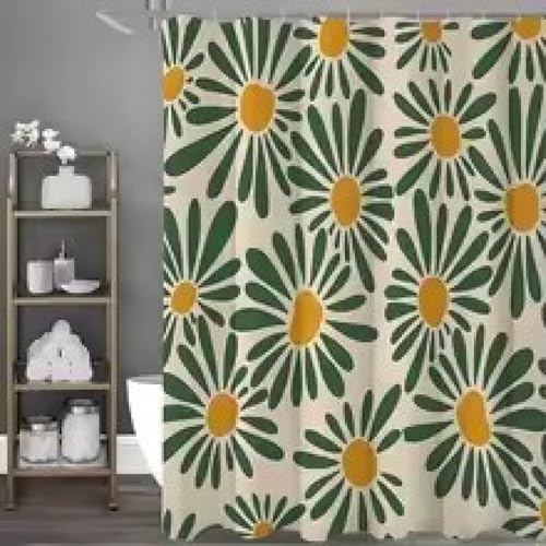 YUSUZHU Großer, breiter Duschvorhang mit Blumendruck, Polyester-Duschvorhang-Set mit 12 Haken für Badezimmer im rustikalen Bauernhausstil, 244 x 200 cm (B x H) von YUSUZHU