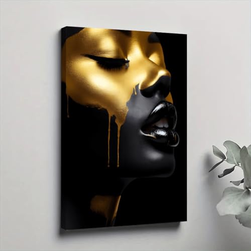 YUSUZHU Schwarzgoldene Frau Afrikanische Frauen Wandkunst Leinwandgemälde, Für Schlafzimmer Wohnzimmer Flur, Dekoration Poster und Drucke 60x80cm Rahmenlos YUSUZHU Schwarzgoldene Frau Afrikanische Frauen Wandkunst Leinwandgemälde, Für Schlafzimmer Wohnzimmer Flur, Dekoration Poster und Drucke 60x80cm Rahmenlos von YUSUZHU