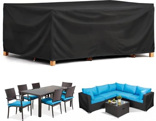 YUSUZHU Terrassenmöbel-Abdeckungen, wasserdicht, 420D, für Gartenmöbel-Sets, Sofa-, Tisch- und Stuhl-Set-Abdeckung, UV-beständig, Regen-, Schnee- und staubdicht, Winddicht 250x85x100cm von YUSUZHU