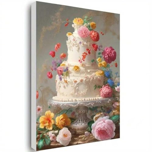 YUSUZHU Vintage-Blumenkuchen-Leinwanddruck-Poster, Leinwand-Kunstdruck, Wanddekorations-Poster für Schlafzimmer, botanische Illustration, Gemälde, 80 x 140 cm, mit Rahmen YUSUZHU Vintage-Blumenkuchen-Leinwanddruck-Poster, Leinwand-Kunstdruck, Wanddekorations-Poster für Schlafzimmer, botanische Illustration, Gemälde, 80 x 140 cm, mit Rahmen von YUSUZHU