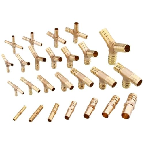 5 6 8 10 12 14 16 19 25 mm Schlauchanschluss Messing Schlauchanschluss Winkelstück Gerades T-Stück Y 2/3/4 Wege Anschlussverbinder Verteiler Haus Garten -4 Wege-3mm von YUTBG