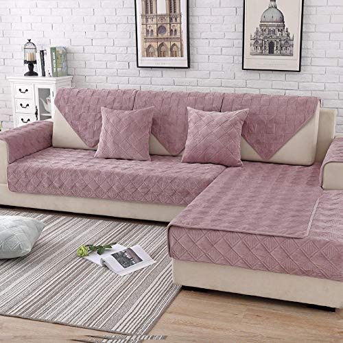 YUTJK Anti Rutsch Sofa Slipcovers,Sofabezug Handtuch Schmutz Beweis,Möbel Protector für Hund,Kinder Sofa Slipcover Kissenbezug,Winter Plüsch gepolsterte Sofabezug,Kann als Teppich,Rosa von YUTJK