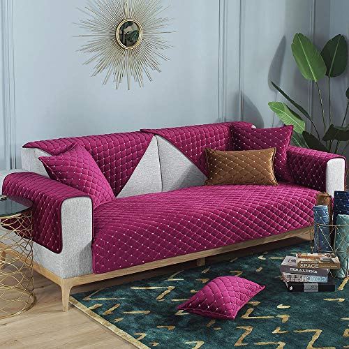 YUTJK Anti-rutsch Sofa Abdeckung, Multi-Size Sofa Schutz schonbezug, Sofabezüge, Sofa Arm Covers, Sofa Überwürfe Für Sofa, Soft Thick Velvet Sofabezug, für 1/2/3/4 Sitzsofa, lila von YUTJK