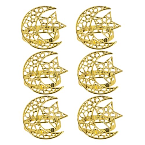 Packung Von 6 Gold Eid Mubaraks Serviettenhalter Mond Und Sternen Servietten Schnallen Elegantes Festival Esstisch Dekoration Urlaub Party Tabelle Geschirr von YUTNGYNG