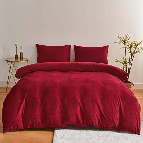 Chanyuan Winter Bettwäsche 135x200cm Cashmere Touch Rot Weinrot Flauschig Bettbezug 4 Teilig Kuschelig Warm Plüsch Flanell Bettwäsche Set mit Kissenbezug 80x80cm von YUTNSAN