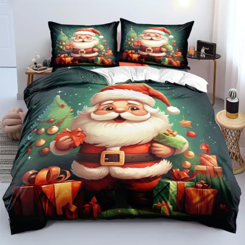 YUTNSAN Weinachten Bettwäsche 135x200cm Weihnachtsmann Geschenk Muster für Kinder Jungen Mädchen Mikrofaser Dunkelgrün Bettbezug mit Kissenbezug 80x80cm YUTNSAN Weinachten Bettwäsche 135x200cm Weihnachtsmann Geschenk Muster für Kinder Jungen Mädchen Mikrofaser Dunkelgrün Bettbezug mit Kissenbezug 80x80cm von YUTNSAN