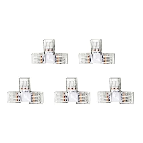 6 Pin LED Connector 12mm Wide for Waterproof or Non-Waterproof RGBWW or RGB+CCT LED Strip Lights (T - Shape) 5 Pack von YUTOKEER