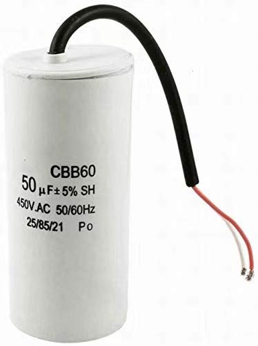 CBB60 Kondensator für Motor, mit Draht, 50 UF, 450 VAC, Frequenz: 50/60 Hz, Weiß von YUTOKEER