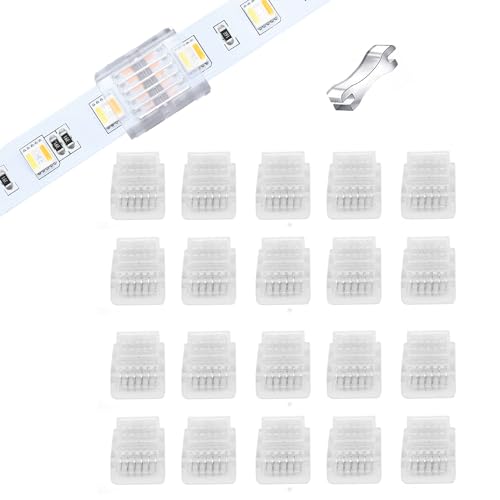 Transparente Schnellverbinder für 6-polige 12mm RGB CCT LED-Streifen, universell einsetzbar für wasserdichte und nicht wasserdichte Streifen, 20er Pack Transparente Schnellverbinder für 6-polige 12mm RGB CCT LED-Streifen, universell einsetzbar für wasserdichte und nicht wasserdichte Streifen, 20er Pack von YUTOKEER