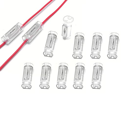 YUTOKEER 1-poliger Kabelverbinder 10 Stück – Lötfreier Draht-zu-Draht Schnellverbinder für 0,35–0,5 mm² (AWG22–20), Einzelader Steckverbinder, Transparent, DIY Elektroinstallationen von YUTOKEER