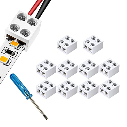YUTOKEER 10 Pcs-2 Pin 8 mm Lötloses LED Band Licht Stecker Schraube Klemmenblöcke Stecker Led Stecker für Streifen Lichter Band zu Draht für 5v 12v 24v,Einschließlich Schraubendreher YUTOKEER 10 Pcs-2 Pin 8 mm Lötloses LED Band Licht Stecker Schraube Klemmenblöcke Stecker Led Stecker für Streifen Lichter Band zu Draht für 5v 12v 24v,Einschließlich Schraubendreher von YUTOKEER