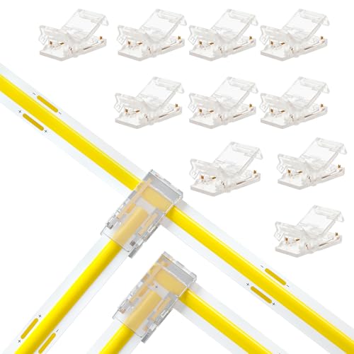 YUTOKEER 2-polig LED-Streifen Verbindungsset, 8 mm – 10-teiliges Komplettset mit L- und T-förmigen Anschlüssen für SMD/COB-LED-Lichtstreifen YUTOKEER 2-polig LED-Streifen Verbindungsset, 8 mm – 10-teiliges Komplettset mit L- und T-förmigen Anschlüssen für SMD/COB-LED-Lichtstreifen von YUTOKEER