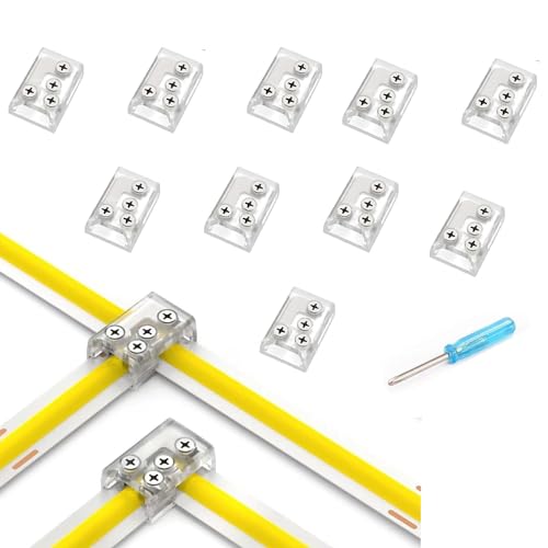 YUTOKEER 2-polig10mm Lötfreier LED Streifen Verbinder - Geeignet für 5050 3528 COB SMD Einfarbige LED Streifen, L-Form und T-Form Eckverbinder, Transparentes Design, Inklusive Schraubendreher YUTOKEER 2-polig10mm Lötfreier LED Streifen Verbinder - Geeignet für 5050 3528 COB SMD Einfarbige LED Streifen, L-Form und T-Form Eckverbinder, Transparentes Design, Inklusive Schraubendreher von YUTOKEER