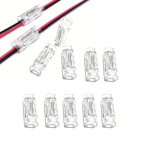 YUTOKEER 2-poliger Kabelverbinder – Lötfreier Draht-zu-Draht Schnellverbinder für 0.35–0.5 mm² (AWG22–20), 2P Elektro Steckverbinder für LED, 10 Stück von YUTOKEER