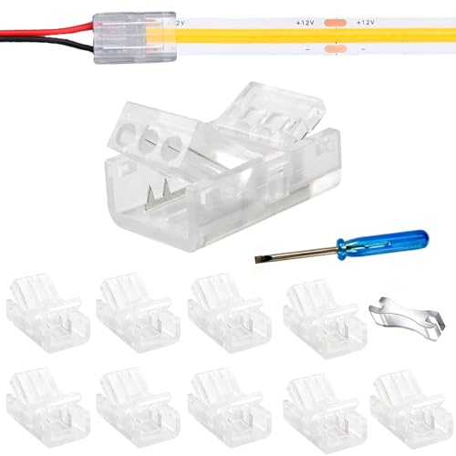 YUTOKEER 2-poliges 10mm COB LED Anschluss-Set – 10 Stück, ohne Löten, mit Schraubendreher und Öffnungswerkzeug YUTOKEER 2-poliges 10mm COB LED Anschluss-Set – 10 Stück, ohne Löten, mit Schraubendreher und Öffnungswerkzeug von YUTOKEER