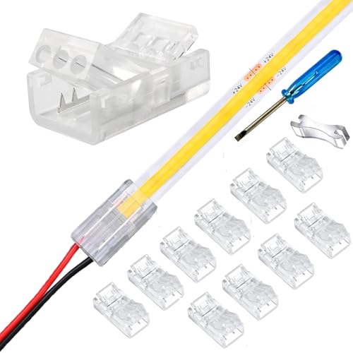 YUTOKEER 2-poliges 8mm COB LED Anschluss-Set – 10 Stück, ohne Löten, mit Schraubendreher und Öffnungswerkzeug YUTOKEER 2-poliges 8mm COB LED Anschluss-Set – 10 Stück, ohne Löten, mit Schraubendreher und Öffnungswerkzeug von YUTOKEER