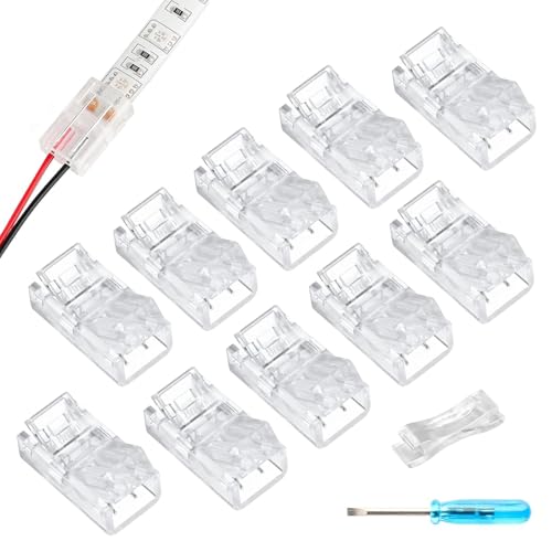 YUTOKEER 2-poliges 8mm SMD LED Anschluss-Set – 10 Stück, lötfreier Verbinder für 8mm SMD LED-Streifen, inklusive Schraubendreher und Öffnungswerkzeug YUTOKEER 2-poliges 8mm SMD LED Anschluss-Set – 10 Stück, lötfreier Verbinder für 8mm SMD LED-Streifen, inklusive Schraubendreher und Öffnungswerkzeug von YUTOKEER