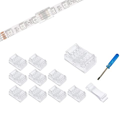 YUTOKEER 4-poliger Verbinder für 8mm RGB Lichtstreifen – 10 Stück lötfreie Direktverbinder, kompatibel mit IP20/IP65, inkl. Schraubendreher & Öffnungshilfe YUTOKEER 4-poliger Verbinder für 8mm RGB Lichtstreifen – 10 Stück lötfreie Direktverbinder, kompatibel mit IP20/IP65, inkl. Schraubendreher & Öffnungshilfe von YUTOKEER