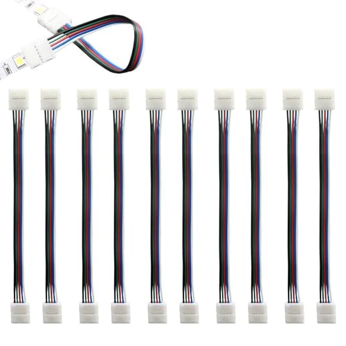 YUTOKEER 5 Pin RGBW LED Strip Lights Stecker Lötloser Anschluss für 10 mm 5050 RGBW/RGBWW LED -Streifenleuchten (Doppelseitiger Verbinder) von YUTOKEER