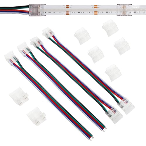 YUTOKEER COB LED Streifen Verbinder-Set 12mm 5-Pin, Transparente Lötlose Mini-Adapter, Nahtlose Beleuchtung für RGBW Streifen – Neues Mini-Design YUTOKEER COB LED Streifen Verbinder-Set 12mm 5-Pin, Transparente Lötlose Mini-Adapter, Nahtlose Beleuchtung für RGBW Streifen – Neues Mini-Design von YUTOKEER