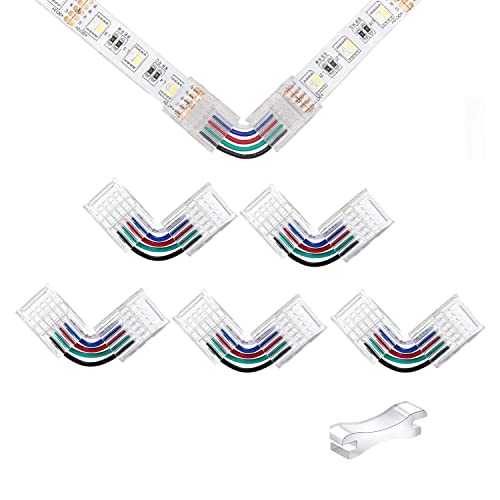 YUTOKEER LED Connector 5-Pin 12mm RGBWW LED Strip to Wire/Strip to Strip Connector Unwired Clips Solderless Adapter Terminal Extension Connection,L-Shape/H-Shape Connectors (L-Shape) von YUTOKEER