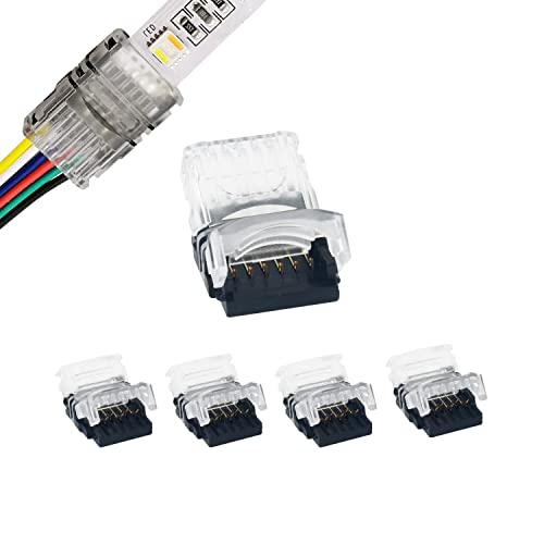 YUTOKEER LED-Stecker für LED-Streifen, wasserdicht, 6-polig, 12 mm, RGBCCT RGBWW-5050, Streifen-zu-Draht, schnelle Verbindung ohne Abisolieren, 5 Stück YUTOKEER LED-Stecker für LED-Streifen, wasserdicht, 6-polig, 12 mm, RGBCCT RGBWW-5050, Streifen-zu-Draht, schnelle Verbindung ohne Abisolieren, 5 Stück von YUTOKEER