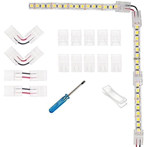 YUTOKEER LED-Verbinder 5 Stück 2-polig 10Millimeter LED-Streifen zu Draht/Streifen-Verbinder, unverdrahtete Clips ohne Löten, Adapter für Terminal-Verlängerung, 2 Stück L-Form/H-Form-Verbinder von YUTOKEER